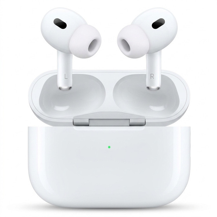 هدفون بلوتوثی TWS دو گوشی مدل AIRPODS PRO 2024 با نویز کنسلینگ فعال ANC و میکروفون ENC، اتصال بلوتوث، Lightning و USB، کنترل لمسی