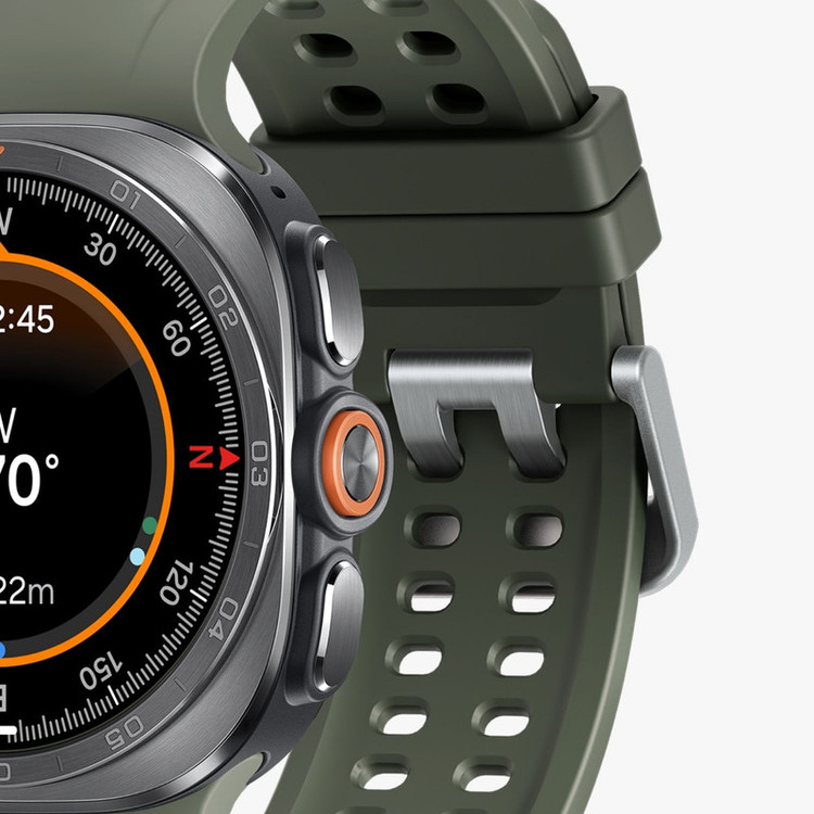 ساعت هوشمند 47 میلیمتری سامسونگ مدل Galaxy Watch Ultra 2 با بند لاستیکی، سازگار با سیستم عامل Android، به همراه بند لاستیکی اضافی