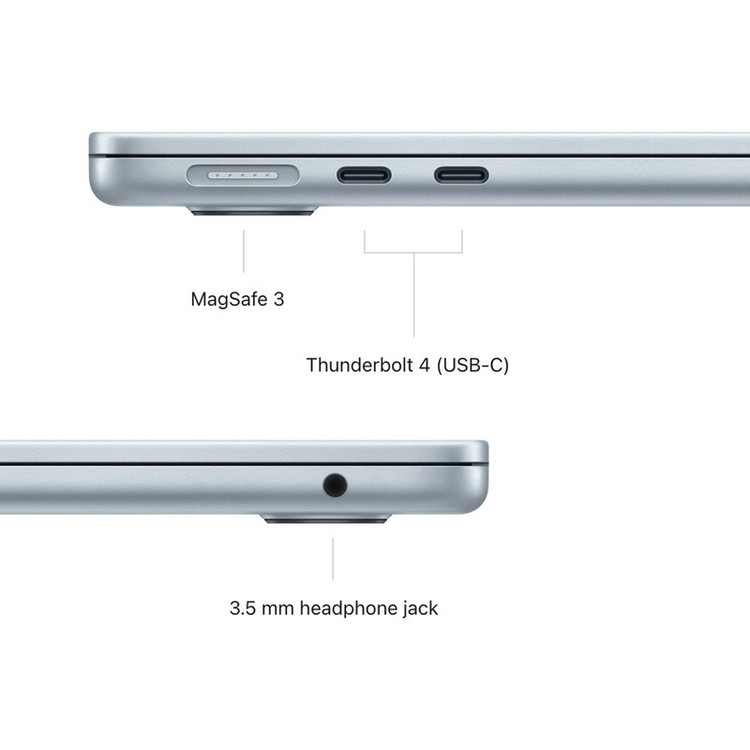 لپتاپ 13.6 اینچی اپل مدل MacBook Air MDHH4 2026 با پردازنده M5، رم 16 گیگابایت، حافظه SSD با ظرفیت 512 گیگابایت، نمایشگر Liquid Retina با رزولوشن 2560×1664، شارژدهی تا 18 ساعت، پشتیبانی از Wi-Fi 7 و Touch ID