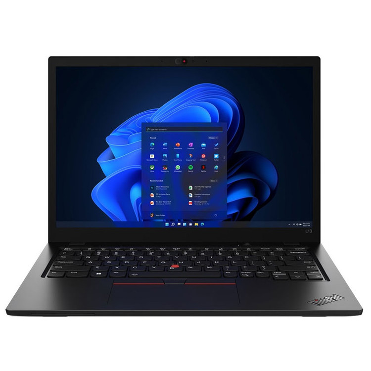 لپتاپ 13.3 اینچی لنوو مدل ThinkPad L13 Gen 3، پردازنده Core i5-1235U با رم 16 گیگابایت DDR4، حافظه داخلی SSD با ظرفیت 256 گیگابایت، نمایشگر IPS level با وضوح WUXGA و روکش مات، وبکم HD با درپوش لنز و سیستمعامل Windows 11