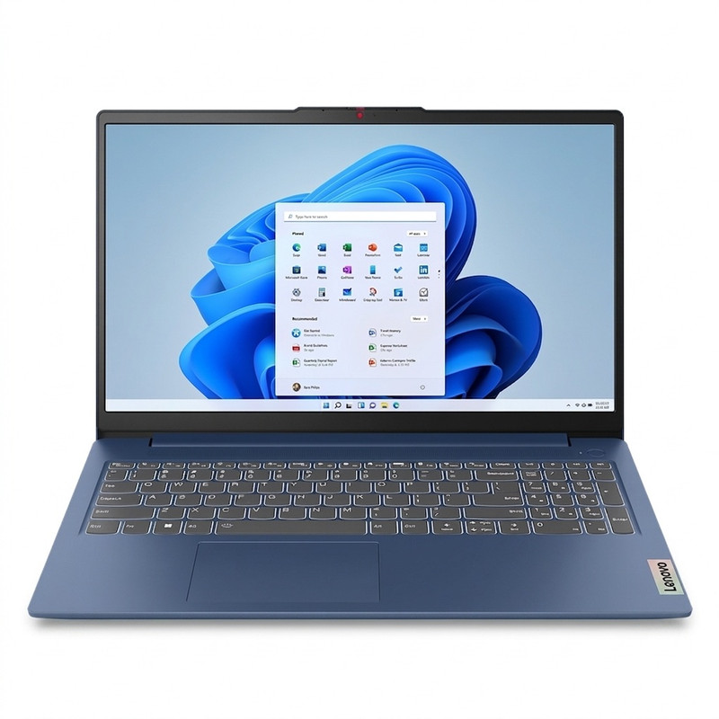 لپتاپ 15.6 اینچی لنوو مدل Ideapad slim 3 15AMN8-R5 7520U، رم 16 گیگابایت DDR5، حافظه SSD با ظرفیت 512 گیگابایت، نمایشگر IPS full HD، وبکم FHD با درپوش لنز و پشتیبانی از Wi-Fi 6