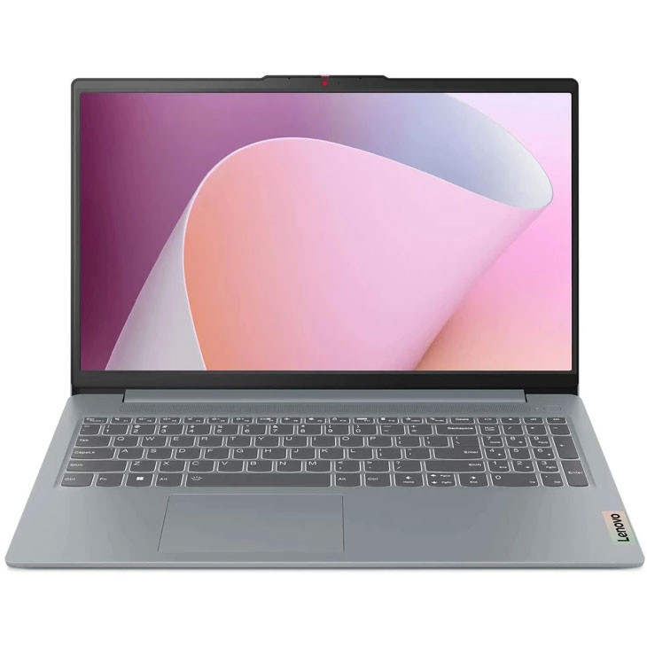 لپتاپ لنوو مدل IdeaPad Slim 3 15AMN8 با پردازنده Ryzen 3-7320U، رم LPDDR5 8GB با فرکانس 5500MHz، حافظه SSD با ظرفیت 512GB، نمایشگر 15.6 اینچ TN با وضوح Full HD
