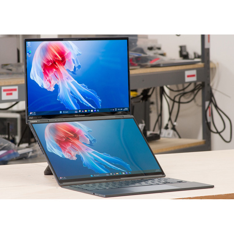 لپتاپ 14 اینچی ایسوس مدل Zenbook DUO UX8406CA-Core Ultra 9 285H-32GB LPDDR5X-2TB SSD-Dual WUXGA OLED Touch 60Hz-W