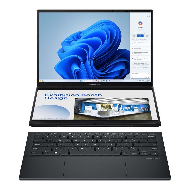 لپ تاپ 14 اینچی ایسوس مدل Zenbook DUO UX8406CA-Core Ultra 9 285H-32GB LPDDR5X-512GB SSD-Dual WUXGA OLED Touch 60Hz-W - کاستوم شده