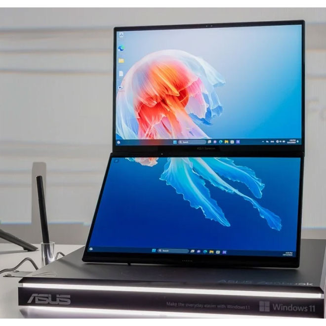لپ تاپ 14 اینچی ایسوس مدل Zenbook DUO UX8406CA-Core Ultra 9 285H-32GB LPDDR5X-512GB SSD-Dual WUXGA OLED Touch 60Hz-W - کاستوم شده