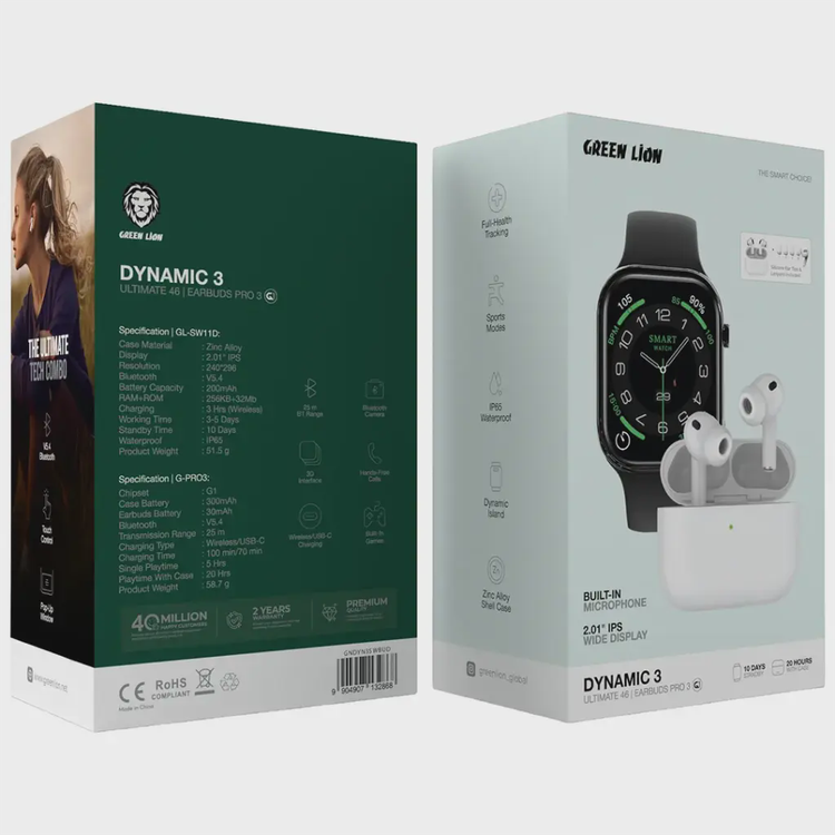 پک ساعت هوشمند Dynamic 3 Ultimate و ایربادز پرو3 گرین لاین مدل GNDYN3SWBUD