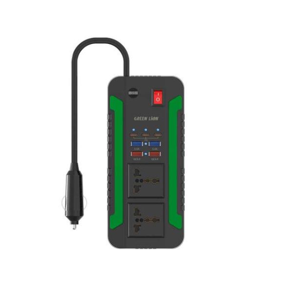 مبدل برق اینورتر گرین لاین مدل Spark 300 با توان 300 وات و 7 پورت خروجی ا GREEN LION