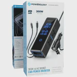 اینورتر فندکی خودرو 300 واتی پاورولوژی با صفحه نمایش با کابل جمع شونده مدل Powerology PWCPI300W