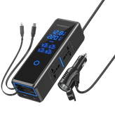 اینورتر فندکی خودرو 300 واتی پاورولوژی با صفحه نمایش با کابل جمع شونده مدل Powerology PWCPI300W
